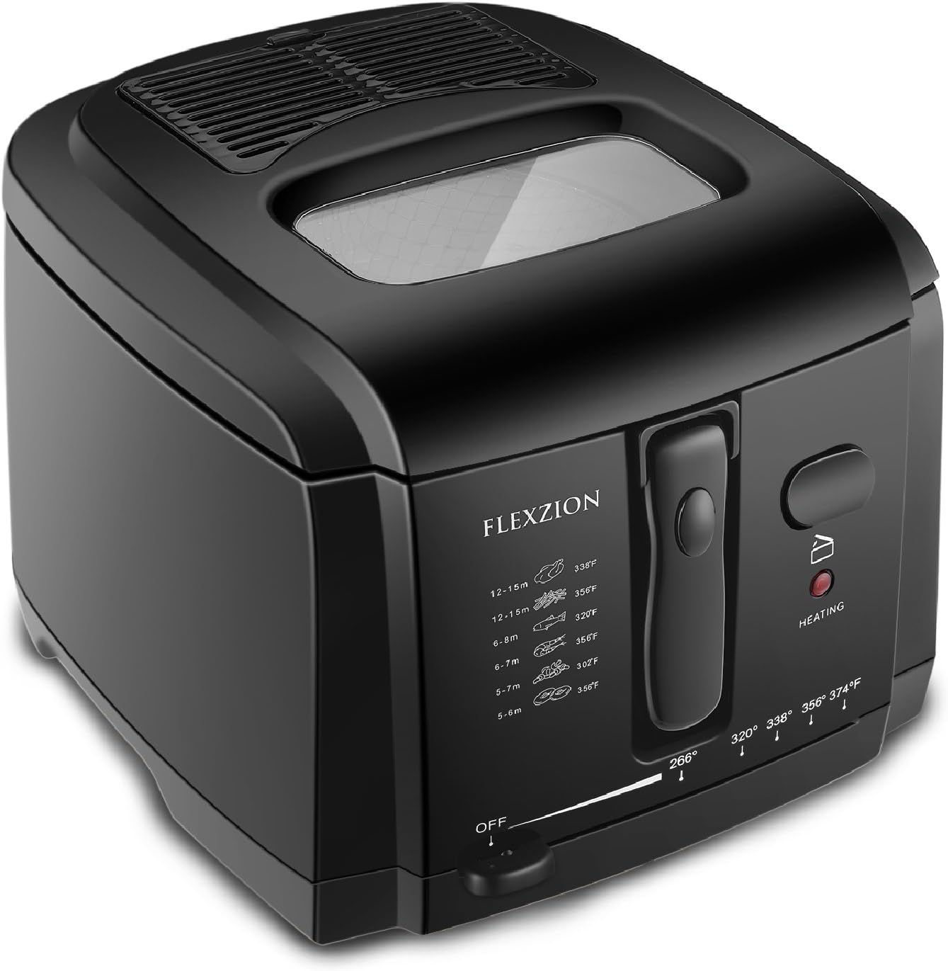 Flexzion Electric Deep Fryer with Basket and lid Oil Fryer Digital Deep Fat Fryer Black 2 Liter/3-Quart Family Size For Home Commercial With Grease Filter, Lid, Basket, Drain, Adjustable Temperature Pack of 2