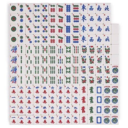 Yellow Mountain Imports American Mahjong (Mah Jong, Mahjongg, Mah-Jongg, mAh Jongg) Set with 166 Tiles, 4 Pushers, 4 Racks, Wood