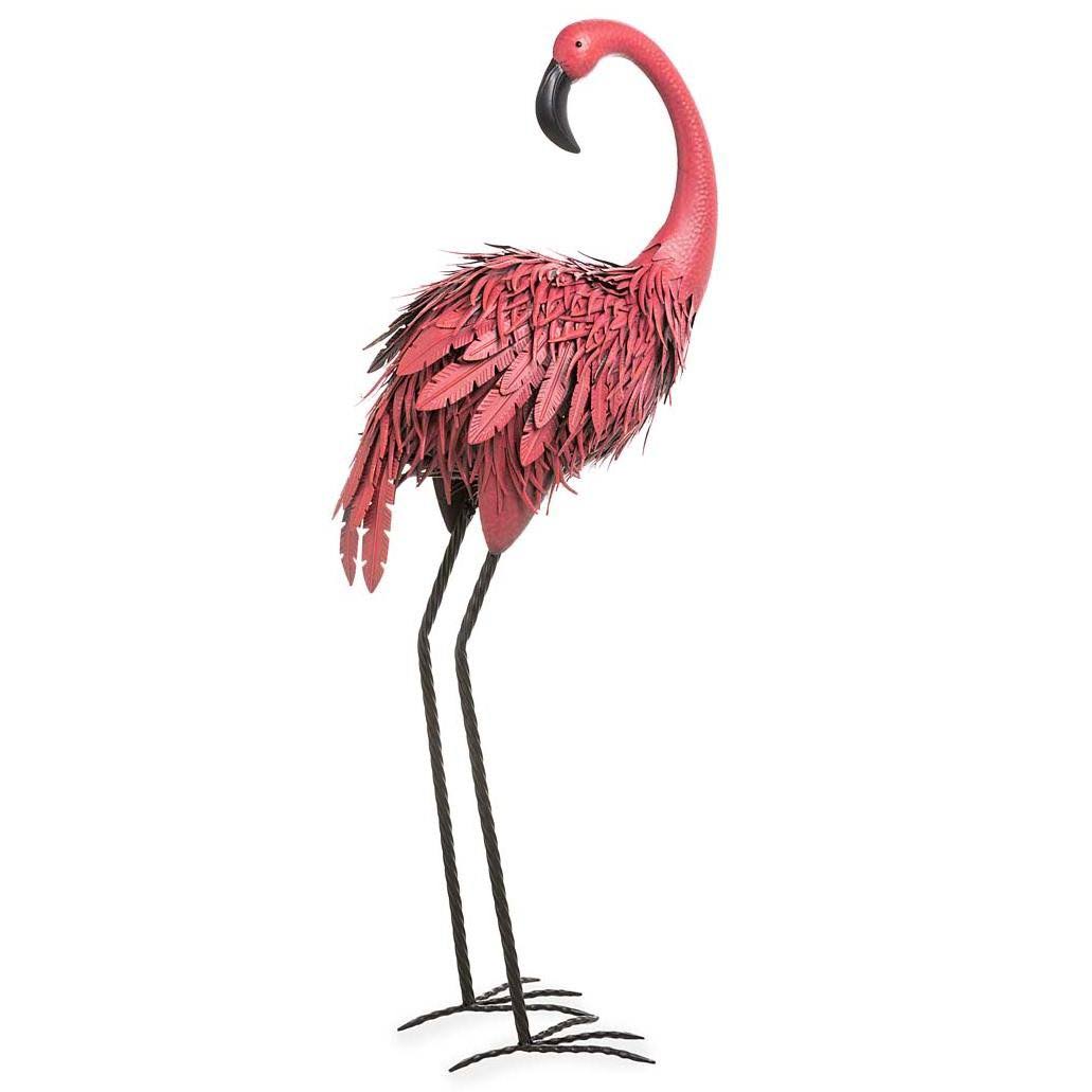 Wind u0026 Weather Fancy-Feathered Indoor/Outdoor Metal Looking Back Flamingo