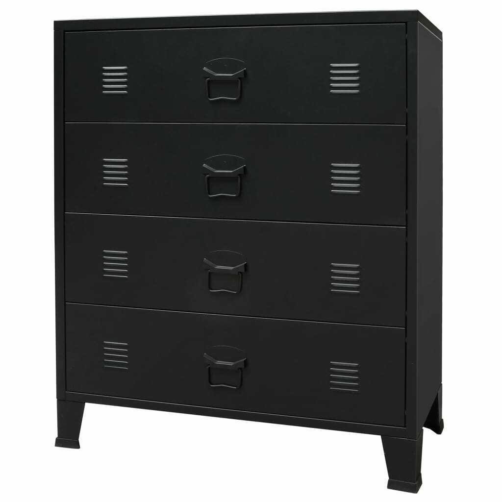 vidaXL Chest of Drawers Metal Industrial Style 30.7x22x15.7x22x36.6x22 Black