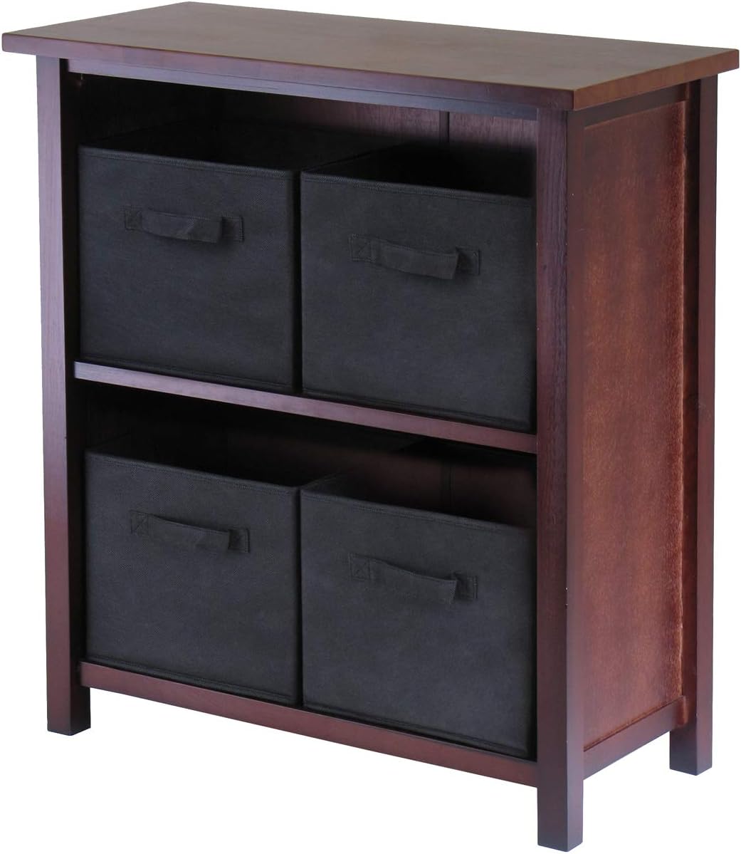 Winsome Verona Storage/Organization, 4 Small, Walnut/Black