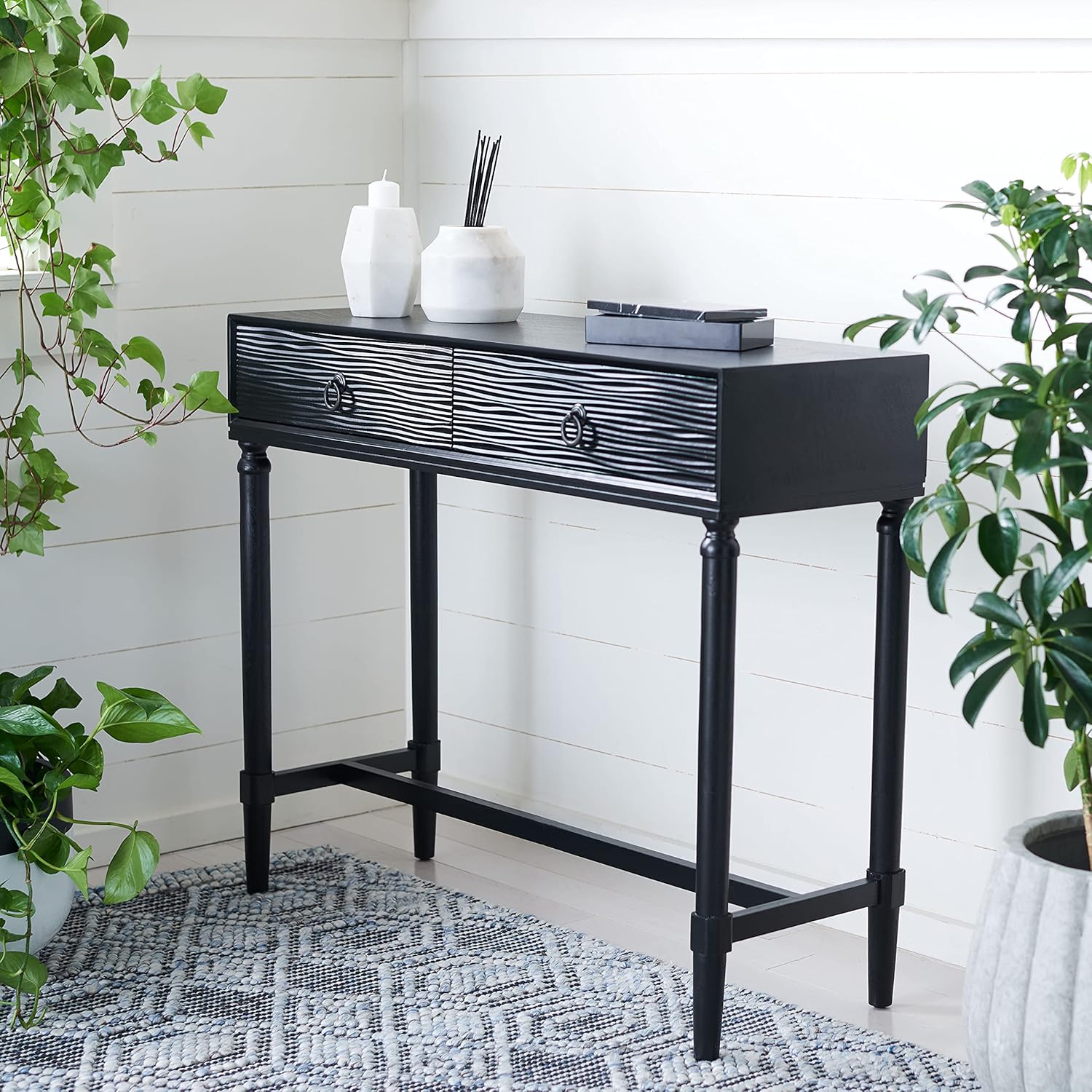 Safavieh Home Collection Aliyah Black 2-Drawer Console Table CNS5729A