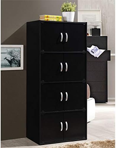 Pemberly Row 4 Shelf 8 Door Bookcase in Black