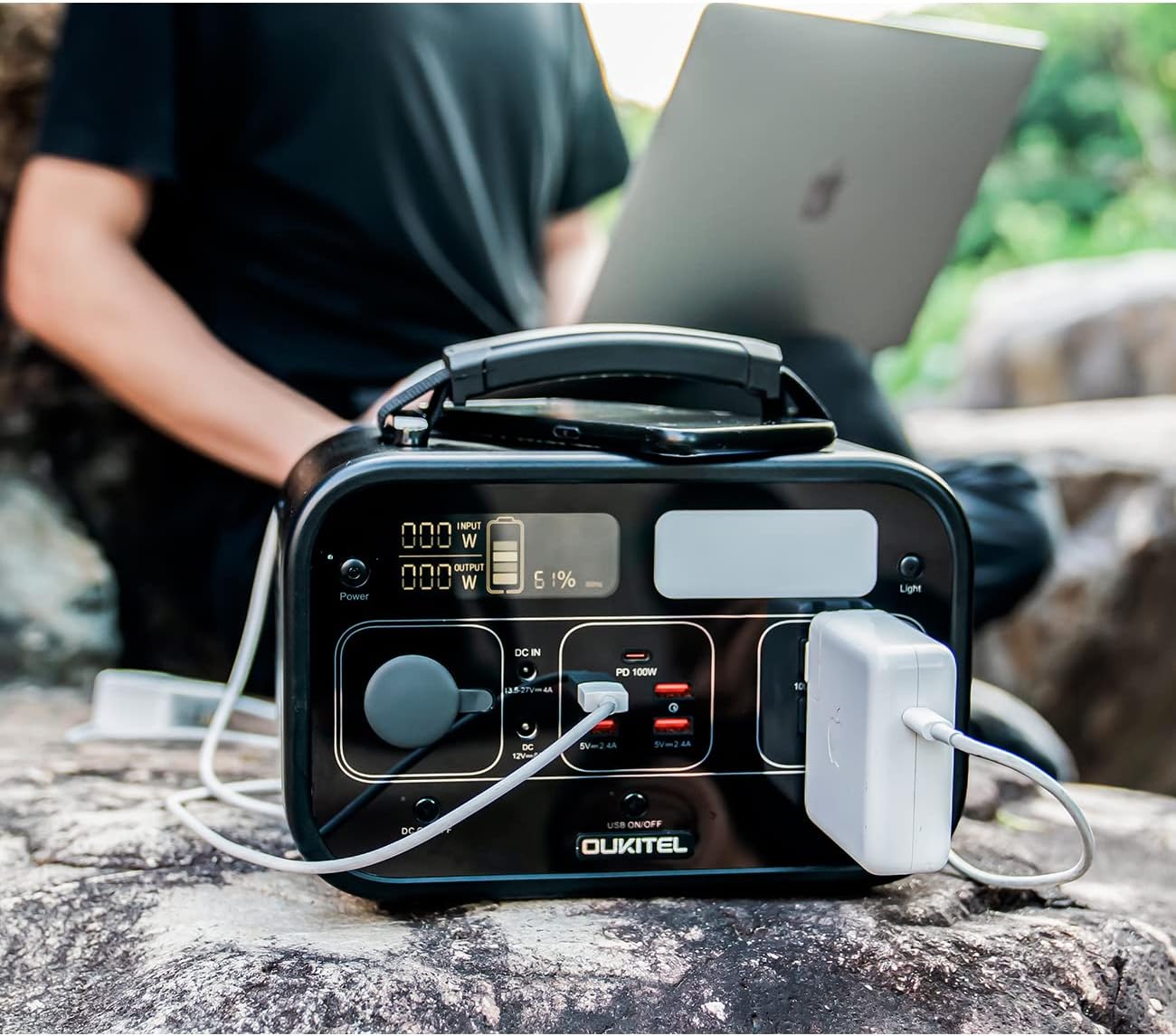 OUKITEL P301 Portable Power Station 300W 280.8Wh Solar Generator, PD 100W BI-DIRECTION Output and Input,110V/300W Pure Sine Wave AC Outlet Battery backup power supply for Outdoors Camping Travel Hunting Fishing