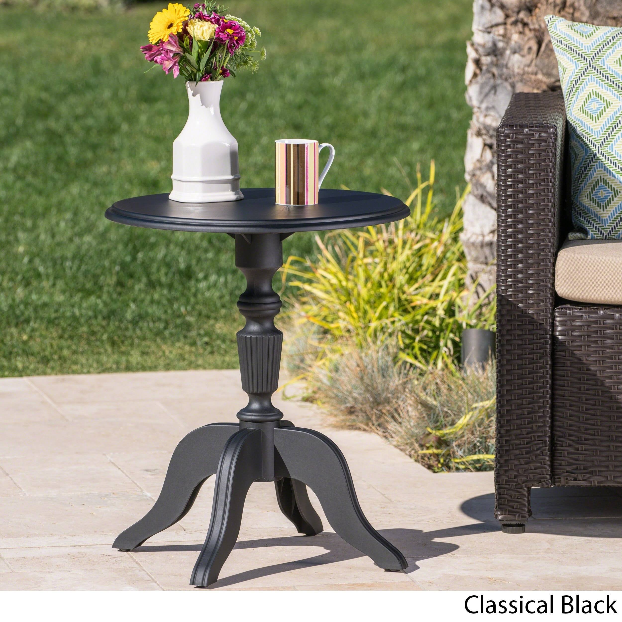 Christopher Knight Home Danish Outdoor Round Side Table by, Black