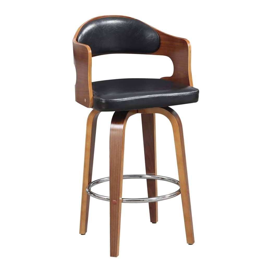 Bucket Seat Counter Height Barstool with Flared Legs, Brown and Black