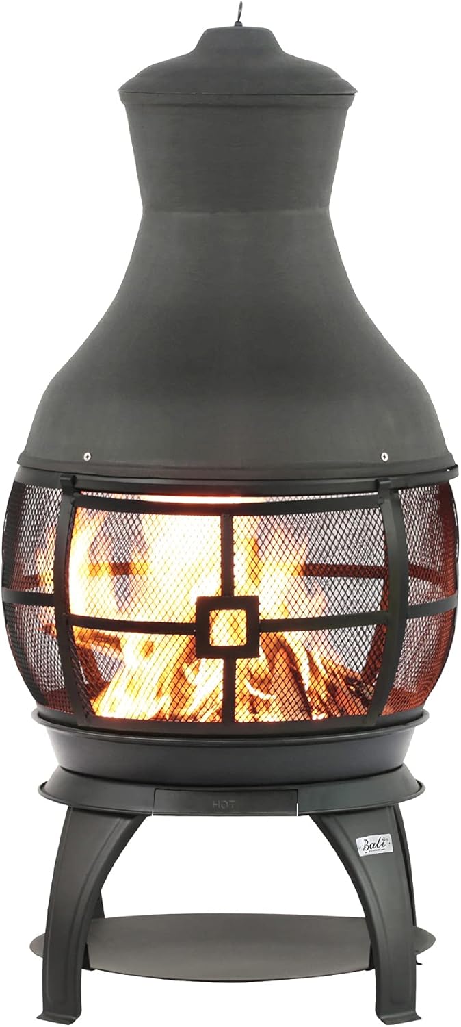 BALI OUTDOORS Fire Pit Round FirePits Outdoor Wood Burning Chiminea Outdoor Fireplace
