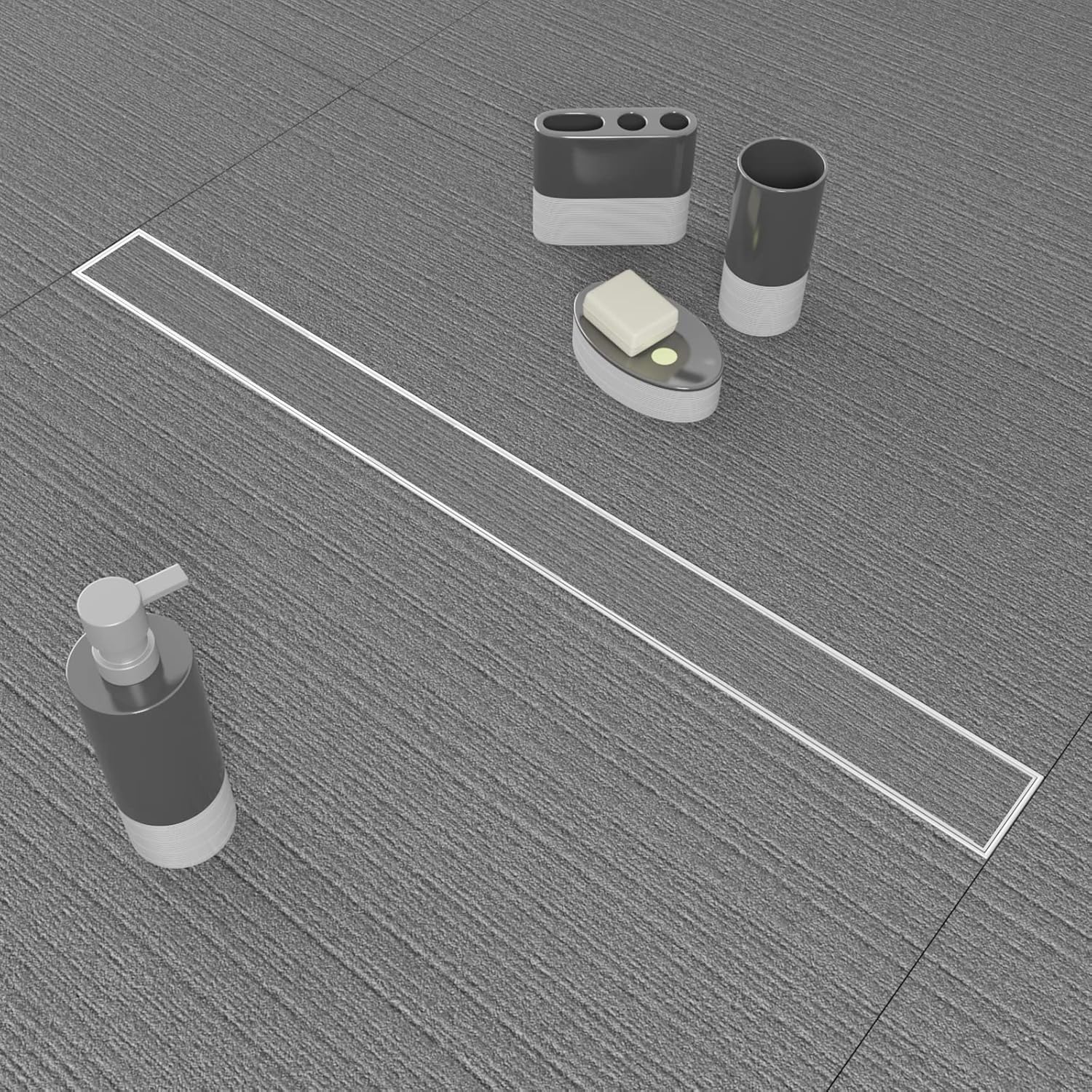 HUCKLE 32 Inch Linear Shower Professional Drain with Invisible Tile Insert Floor ，Premium 304 Stainless Steel Brushed Polished 2-in-1 Panel, Shower Drain with Adjustable Leveling Feet, Hair Collector Pack of 2