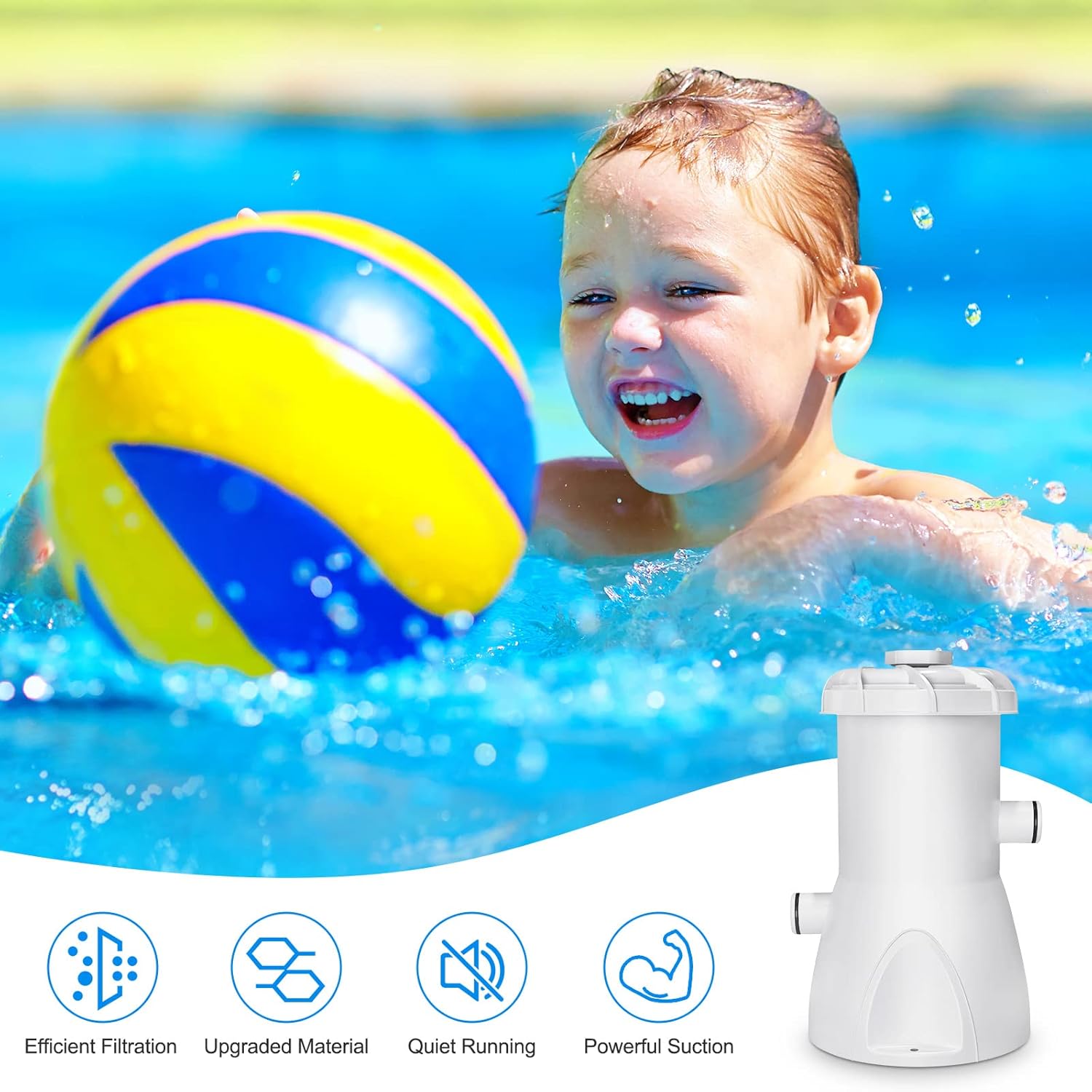 MESTICA Above Ground Pool Pump, 600 GPH Pool Filter Pump for Storable Above Ground Pools Compatible with 10ft-12ft Intex Pool/Bestway/Easy Set Pool, Includes Filter Pump Cartridge, 110-120V GFCI Pack of 2