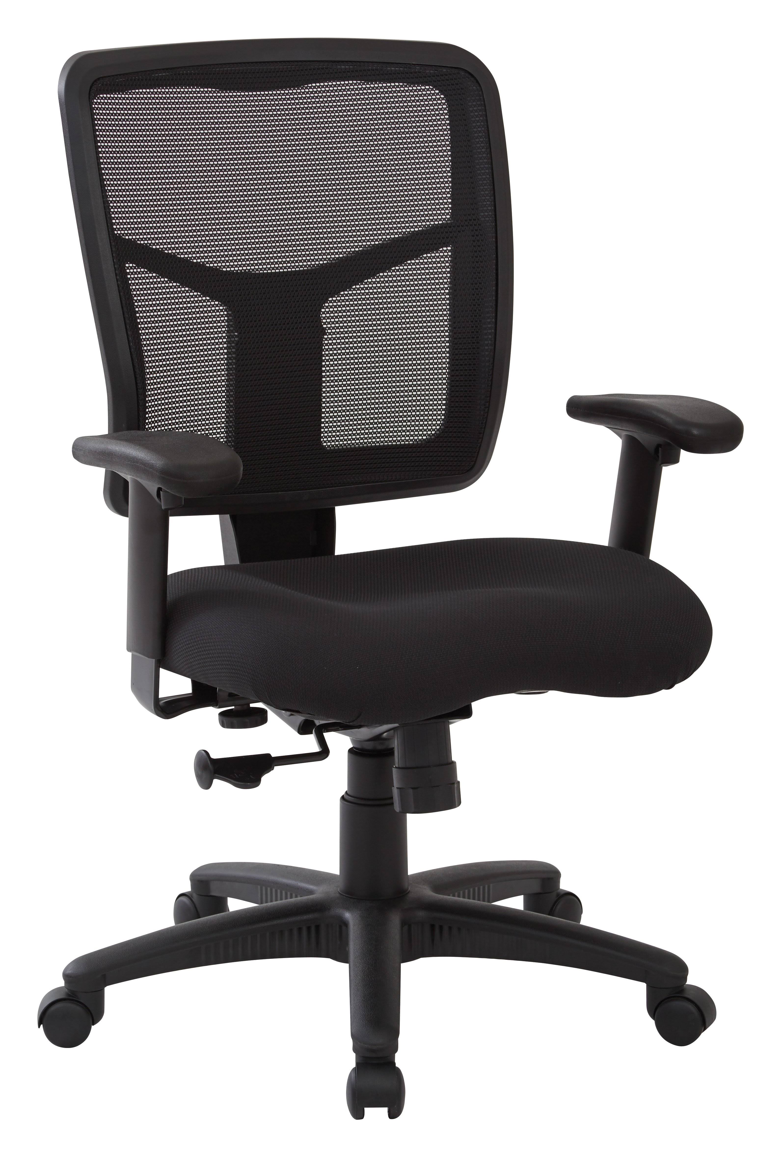 Work Smart 2-1 Synchro Tilt Black Mesh Back with Dove Black Fabric Seat Chair