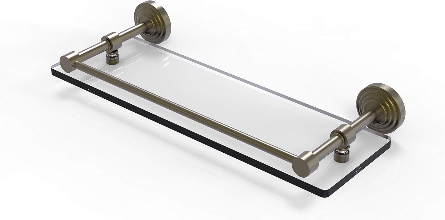 Allied Brass WP-1/22-GAL-PNI Wp 1 Gal Waverly Place Inch Tempered Gallery Rail Glass Shelf, 22 Inch, Polished Nickel