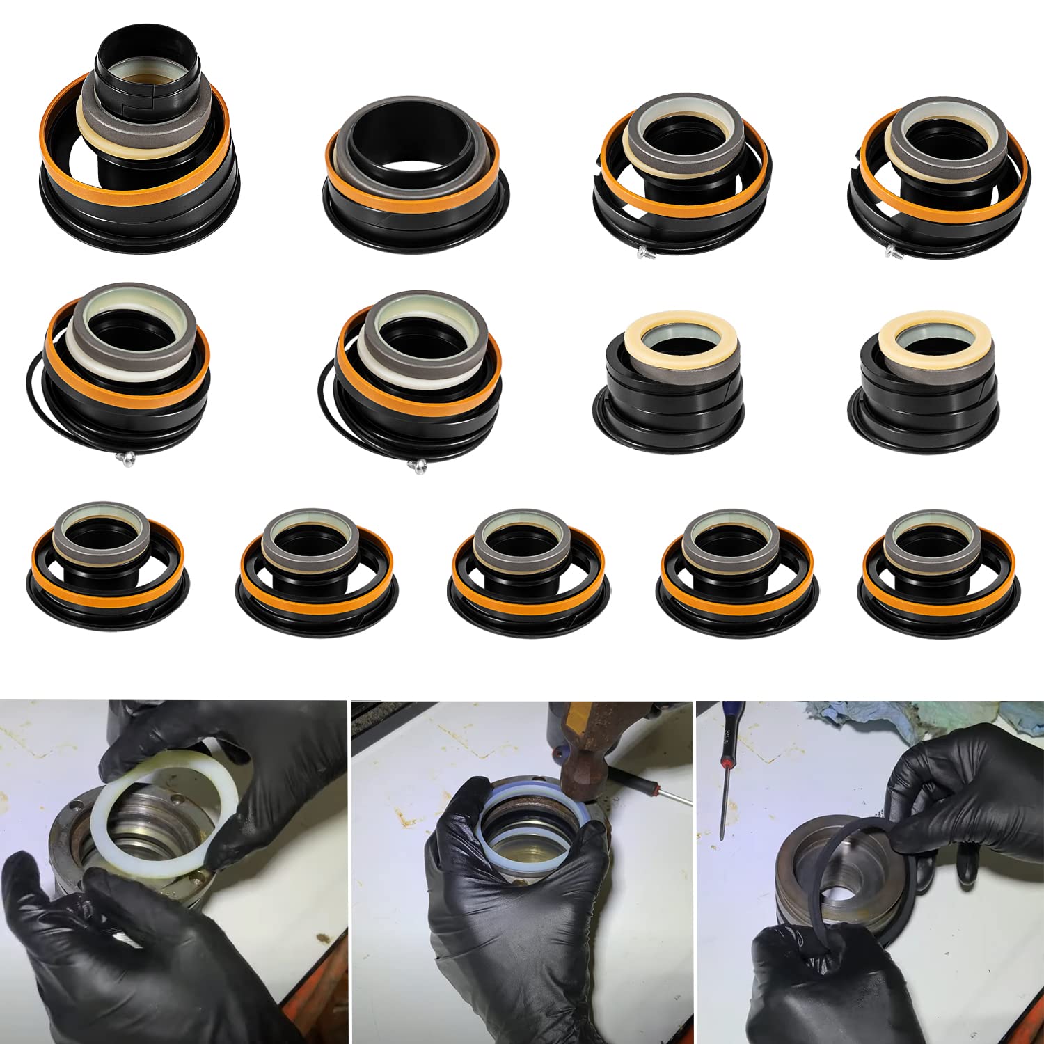 Bzsunway G109456 & G109417 & G109423 & G109452 & G109460 & G109504 Whole Machine Hydraulic Cylinder Seals Kit for Case 580SE, 580 Super E Hydraulic Cylinders