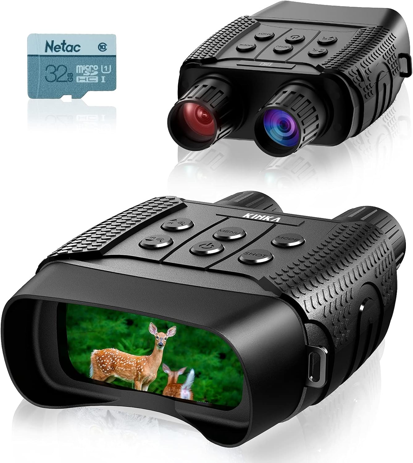 KINKA Night Vision Monocular Goggles, Travel Infrared Digital Monocular for 100% Darkness, Day and Night Vision for Adults, HD Photo & Video with 32GB Card, for Hunting Gear, Surveillance, Spy Pack of 2