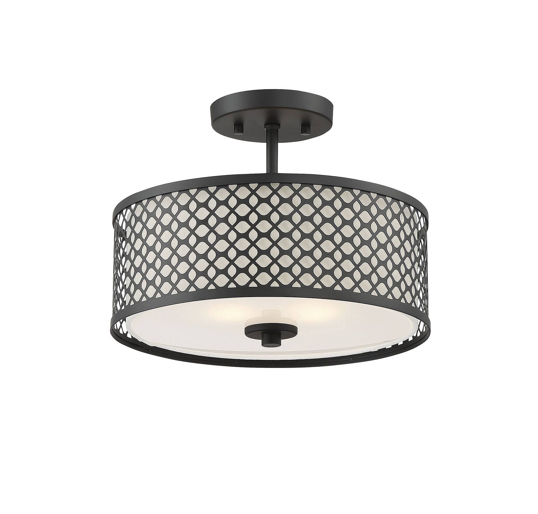 Meridian Lighting M60016mbk 2 Light Matte Black Semi-Flush