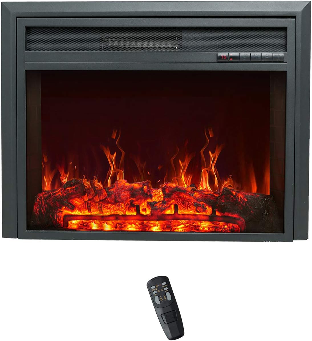 FLAME&SHADE Insert Electric Fireplace, 32-Inch Wide, Freestanding Portable Room Heater with Timer, Digital Thermostat and Remote