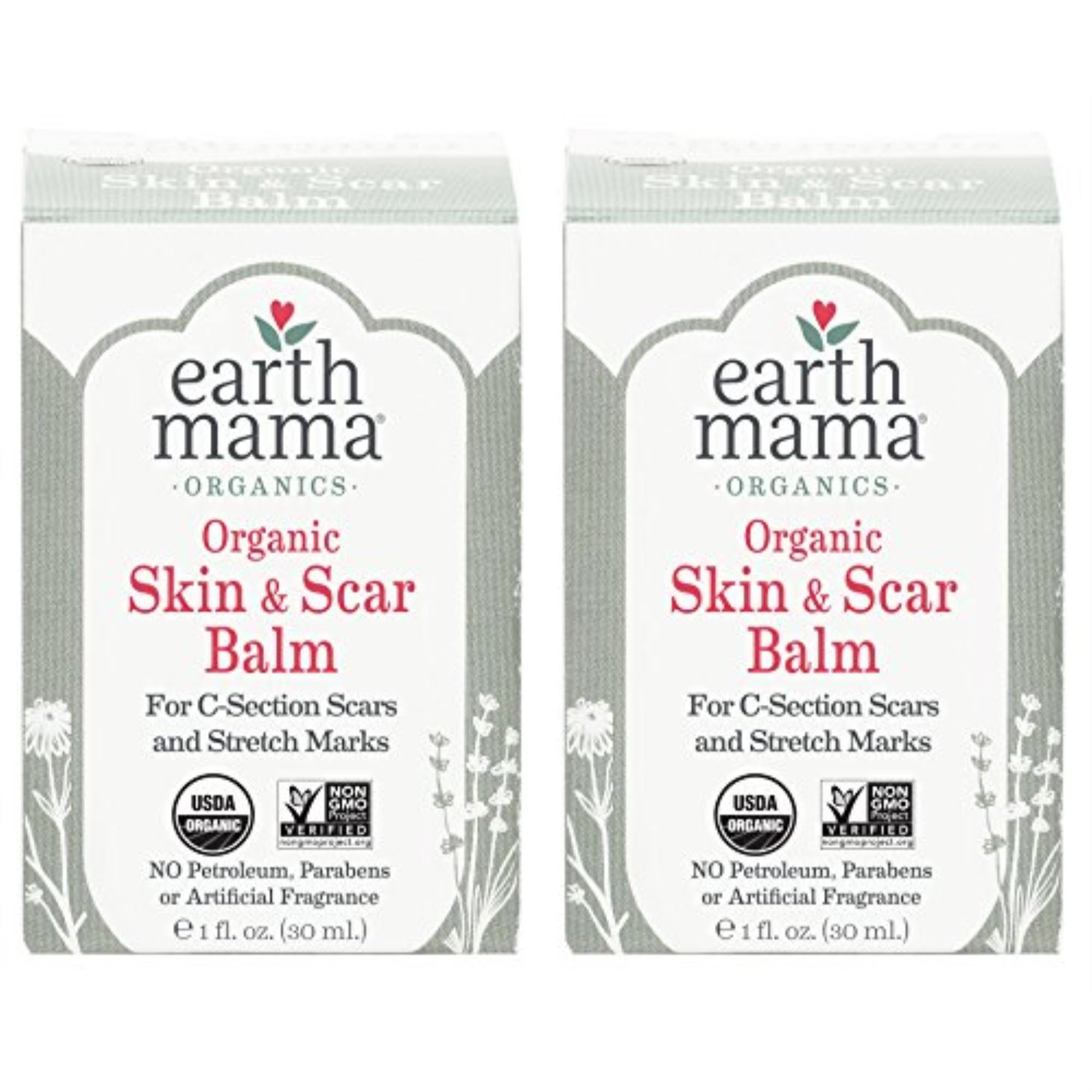 Earth Mama Organic Skin u0026 Scar Balm for C-Section Scars and Stretch Marks 1-Fluid Ounce (2-Pack)
