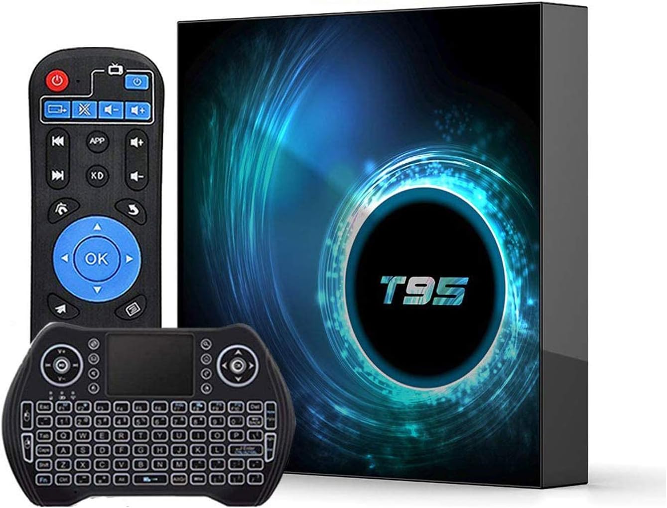 Android 10.0 TV Box 4GB RAM 64GB ROM,Android TV Box Quad-Core CPU Support Dual-WiFi 2.4G/5GHz Bluetooth Ultra HD 6K Android Box with Wireless Mini Keyboard Pack of 2