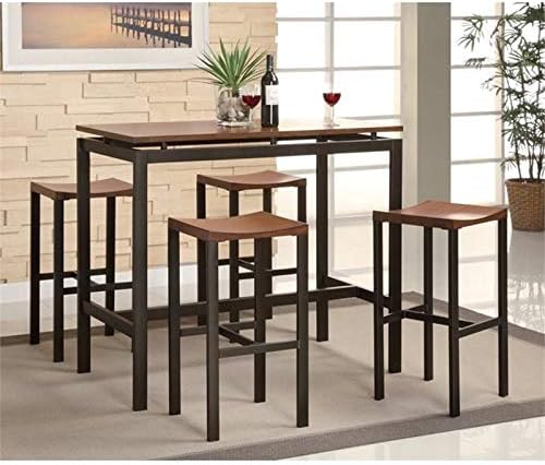 BOWERY HILL 5 Piece Counter Height Dining Set in Brown and Black
