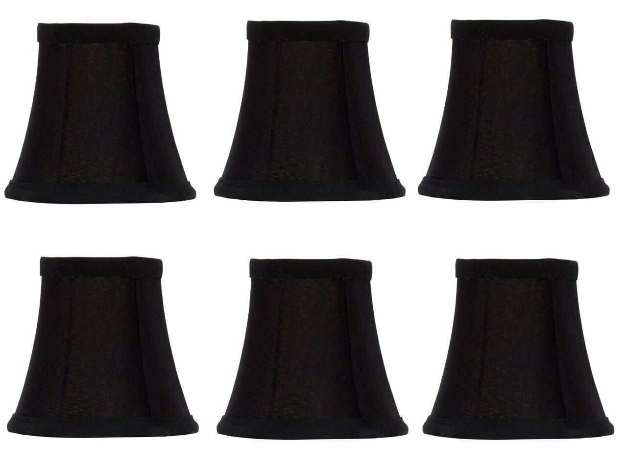 Set of 6 Chandelier Lamp Shades 6 inch Black Silk with Gold Lining