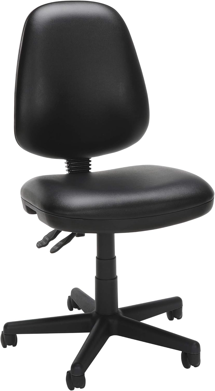 OFM Straton Series Vinyl Swivel Task Chair, Mid Back, Black