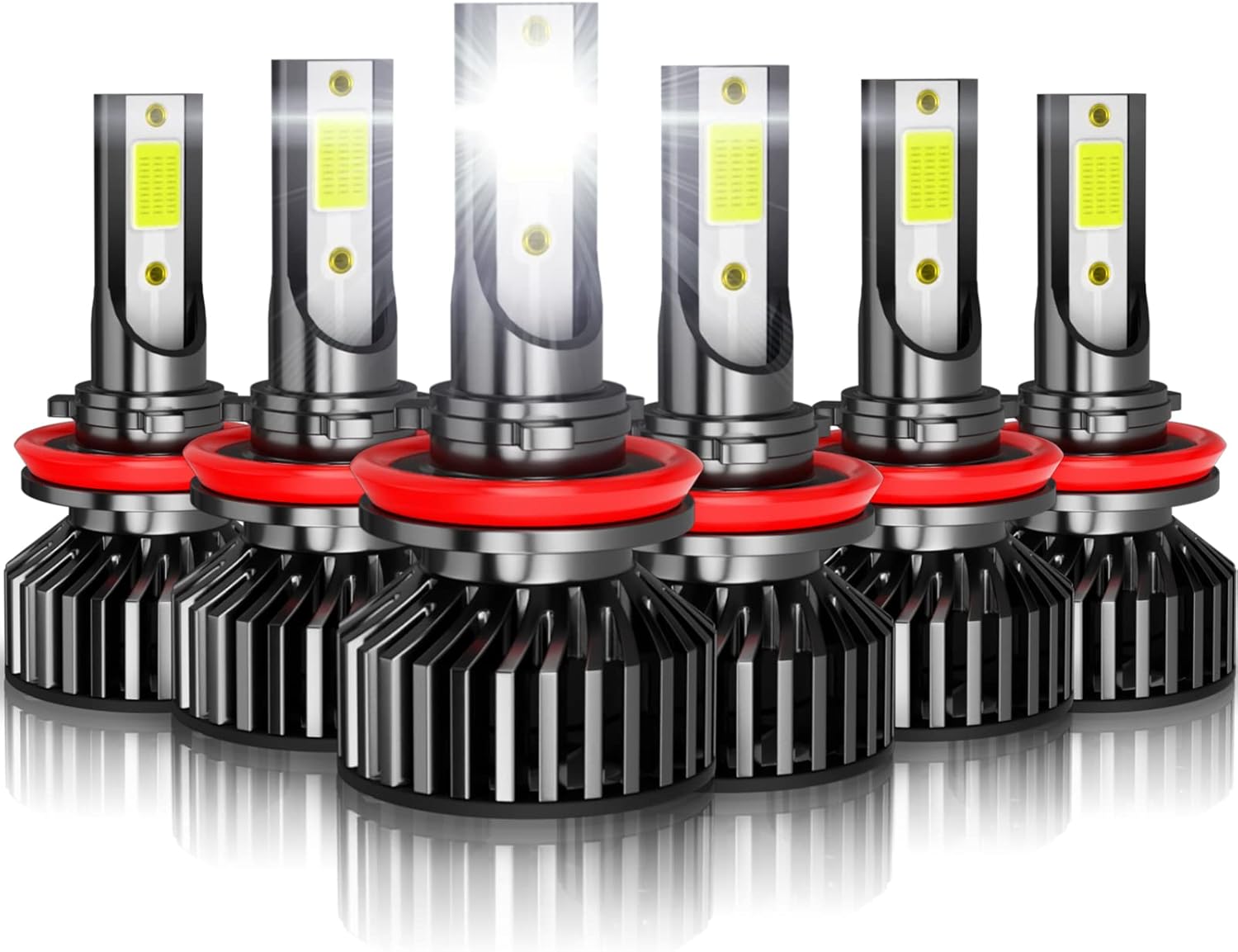 For 2016 2017 2018 2019 2020 2021 Toyota Tacoma LED Headlight Bulbs High Low Beam Fog Light Combo, 6000K Cool White LED H11 H8 H9 H16 , Total 6 LED Bulbs