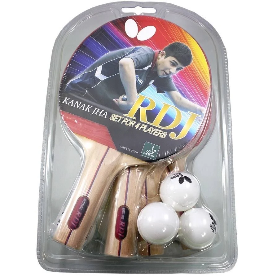 Butterfly RDJ 4-Player Table Tennis Racket u0026 Ball Set