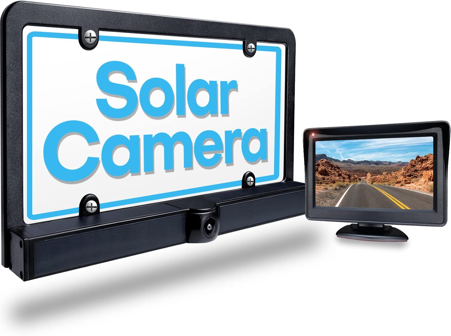 PARKVISION Solar Wireless Backup Camera,True Wireless Backup Camera, DIY Installation, 4.3 Inch HD Monitor with Digital Wireless Signal Waterproof Rear View Camera System for Sedans, SUV, RV, Minivans