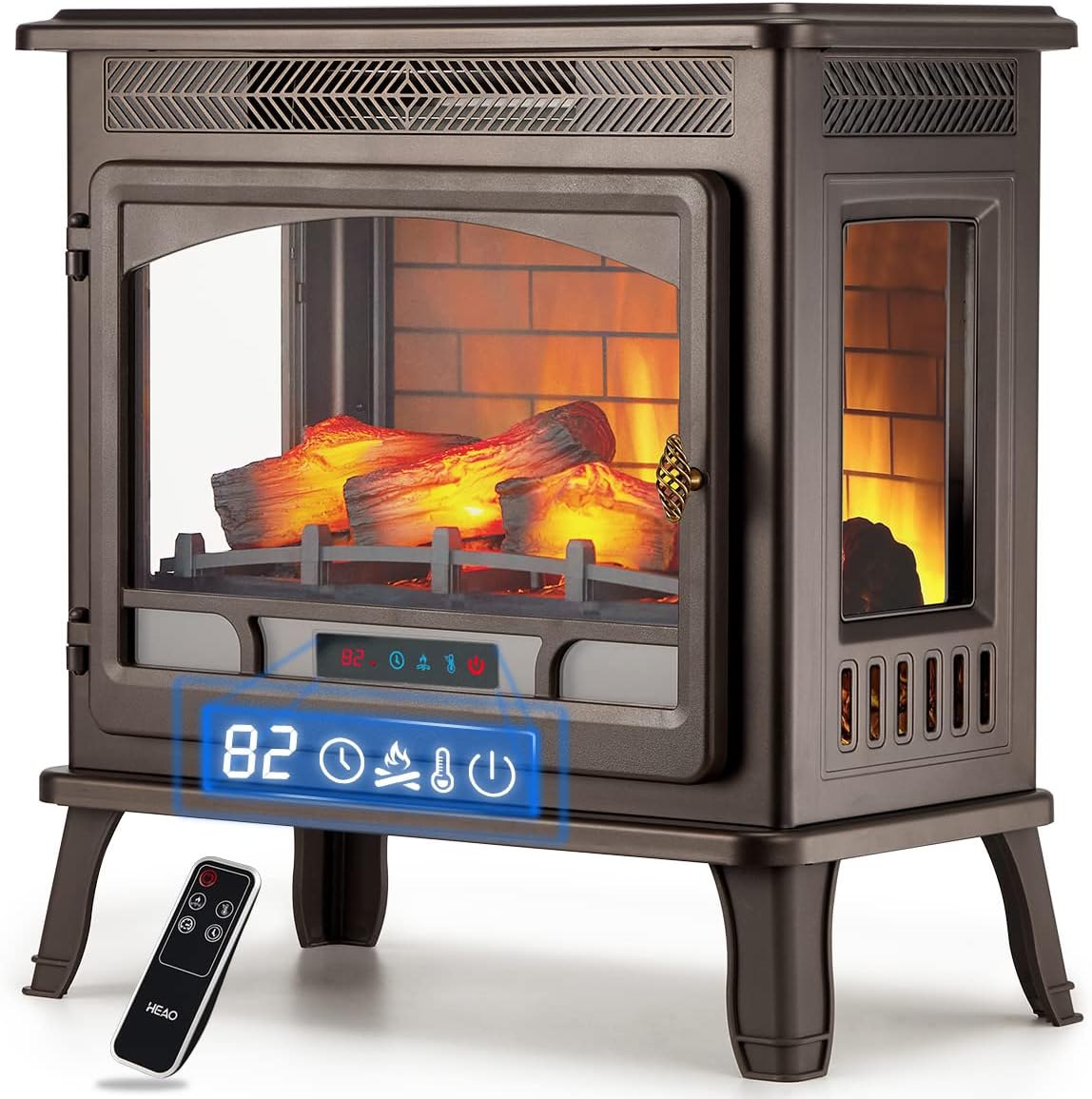 HEAO Electric Fireplace 3D Infrared Fireplace Stove 24