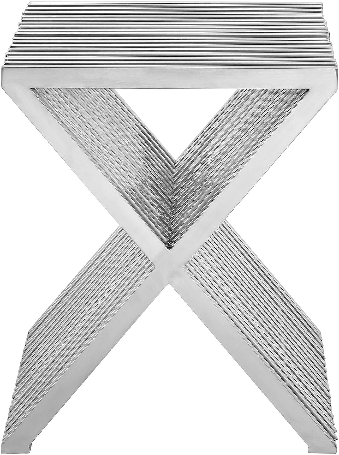 Modway Press Contemporary Modern Stainless Steel Accent Side End Table In Silver