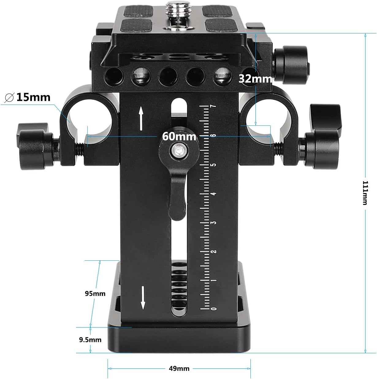 CAMVATE Quick Release Plate with Up-and-Down Adjustable 15mm Rail Block for Shoulder Mount Rig Pack of 2