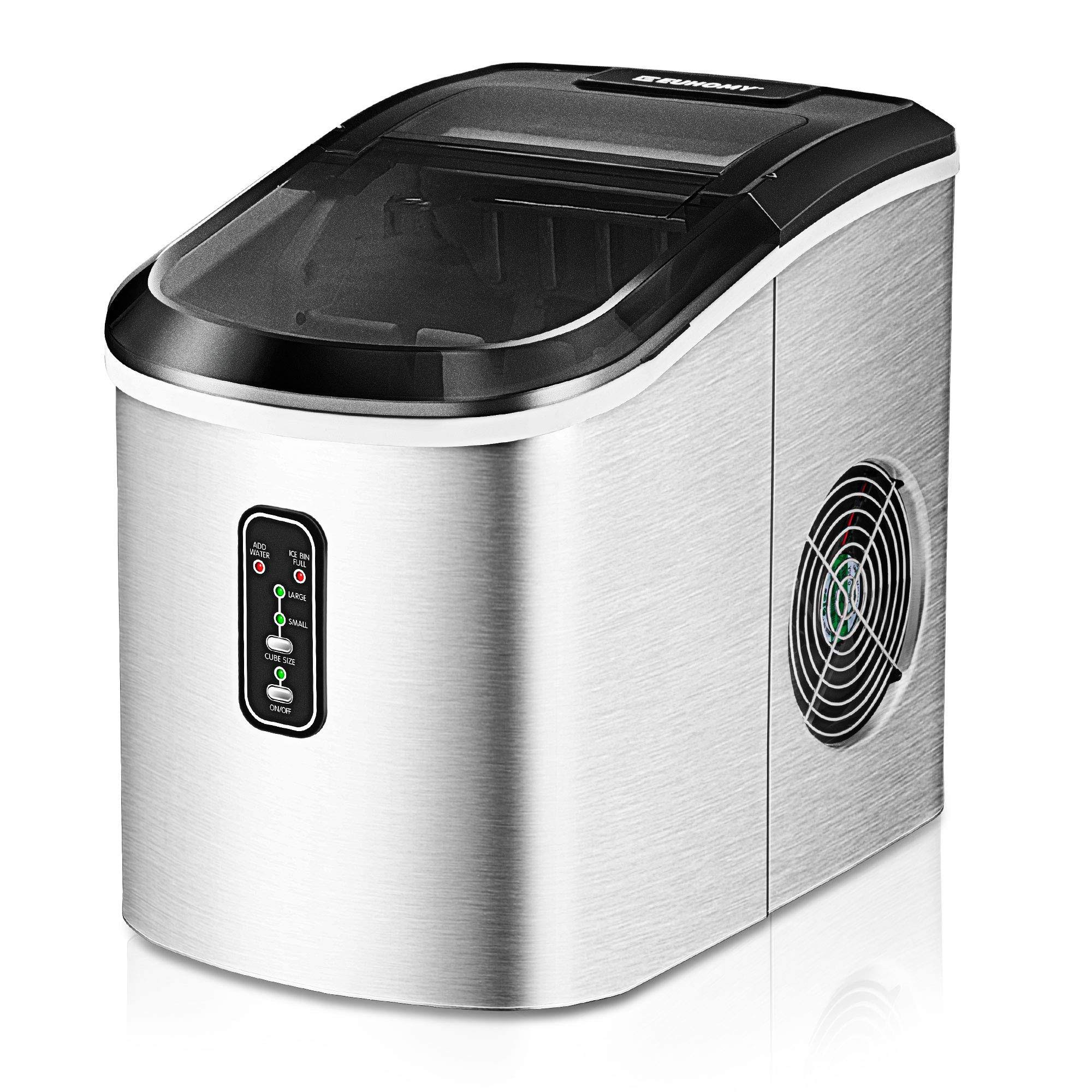 Euhomy Countertop Ice Maker Machine, Makes 26 lbs Ice in 24 hrs-Ice Cubes Ready