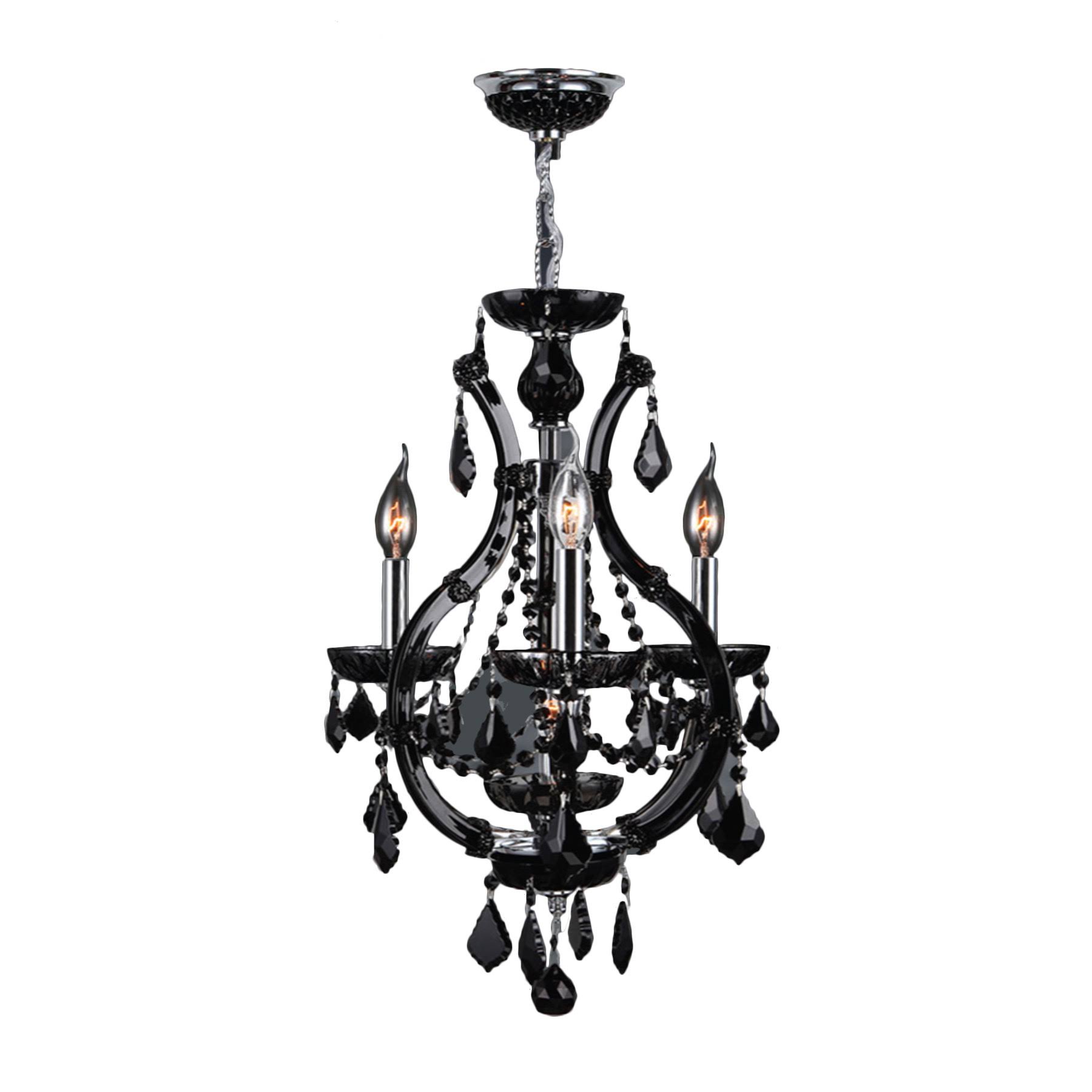 Worldwide Lighting W83114C16-BL Lyre Collection 4 Light Chrome Finish with Black Crystal Chandelier