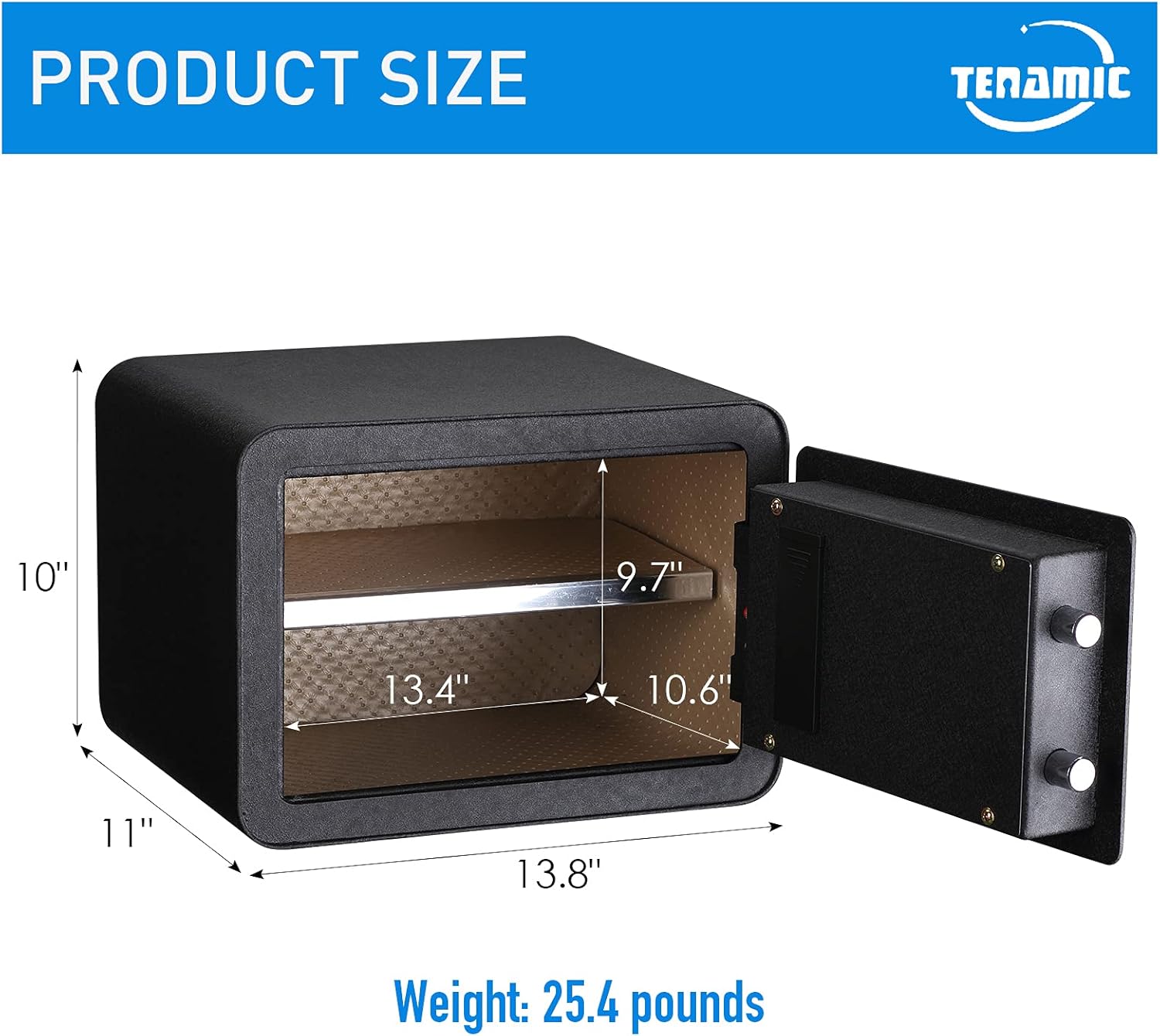 Tenamic Luxury Safe Biometric Fingerprint Safe Box 0.85 Cubic Feet Electronic Touch Screen Keypad Security Box with Induction Light and Leather, Solid Alloy Steel Office Hotel Home Cabinet Safe, Black