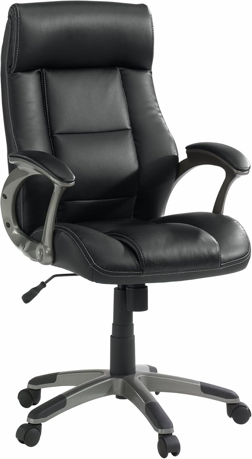 Sauder Gruga Leather Managers Chair, Black finish