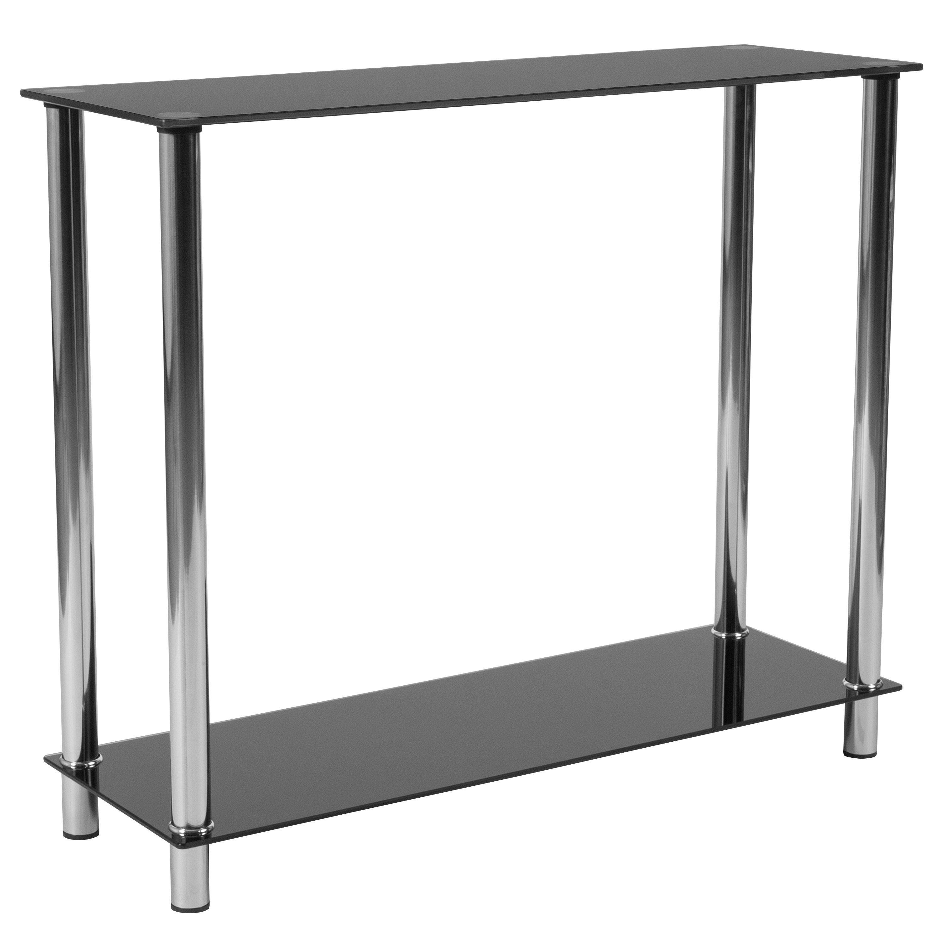 Flash Furniture Glass Top Console Table, Black