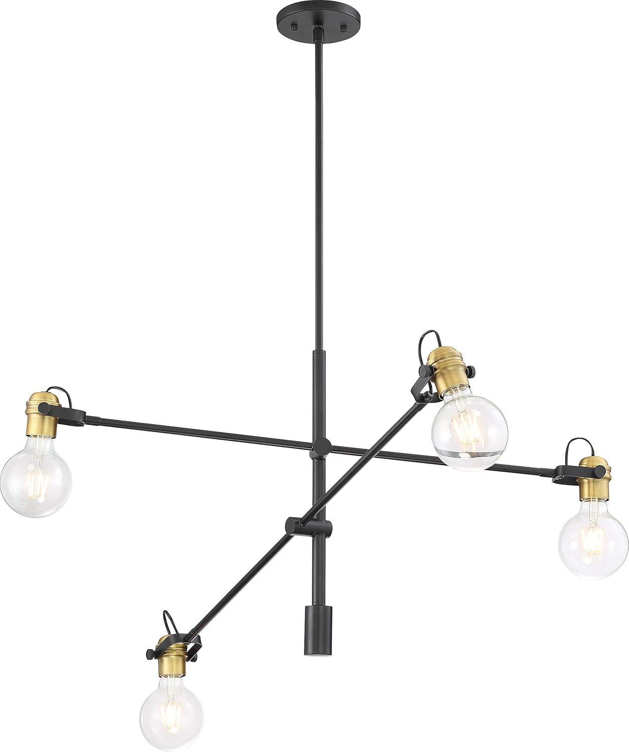 Nuvo 60/6990 Mantra Pendant Fixture Black with Brushed Brass Sockets, 4 Light