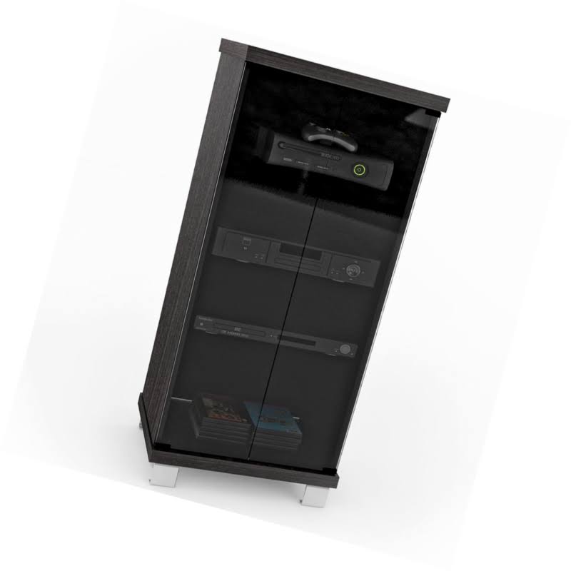 SONAX CorLiving Holland 20x22 MDF and Glass Media Stand - Ravenwood Black