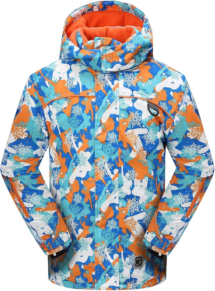 PHIBEE Big Boys' Waterproof Breathable Outdoor Warm Snowboard Ski Jacket