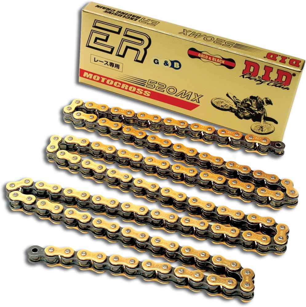 DID (520MX-118) Gold 118 Link High Performance MX Series Non-O-Ring Racing Chain with Connecting Link