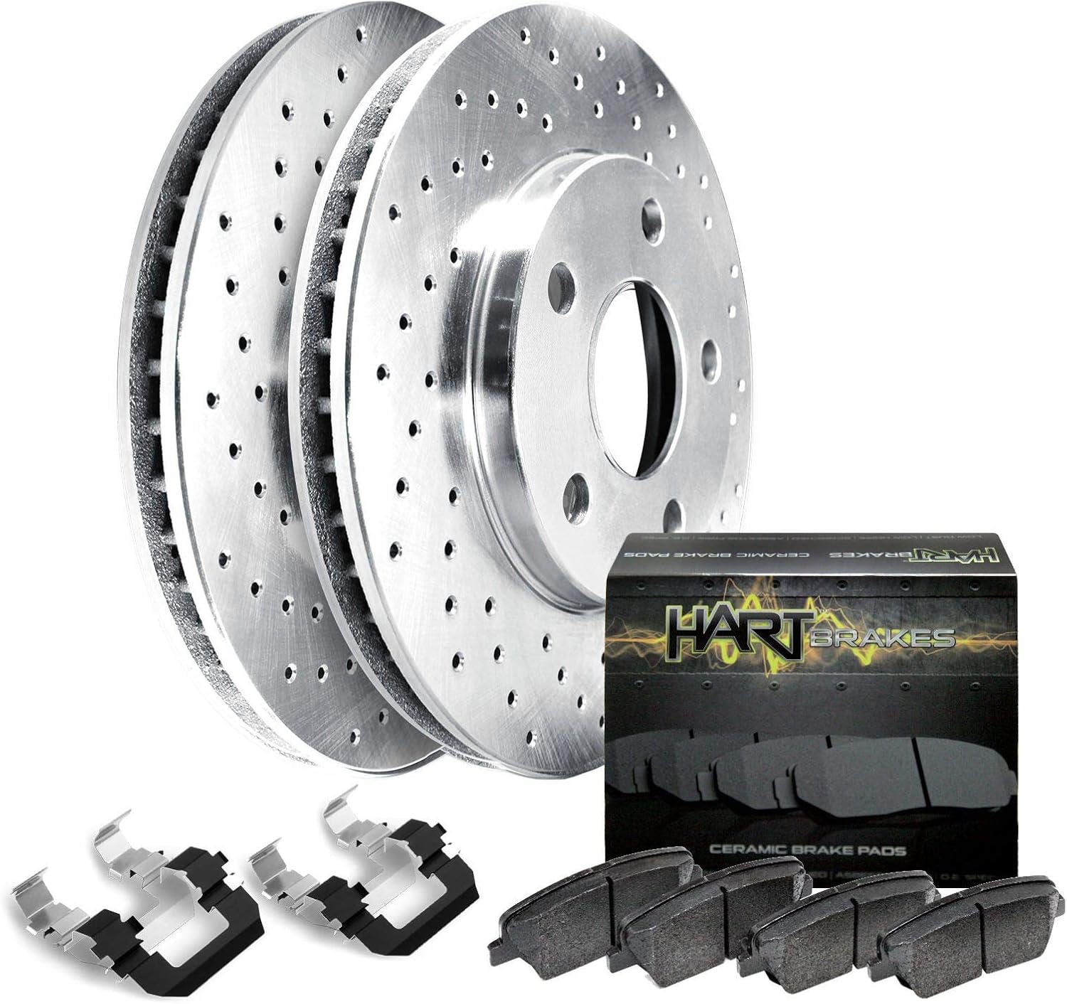 Hart Brakes Front Brakes and Rotors Kit |Front Brake Pads| Brake Rotors and Pads| Ceramic Brake Pads and Rotors |fits 2003-2007 Honda Accord, 2014-2015 Honda Civic
