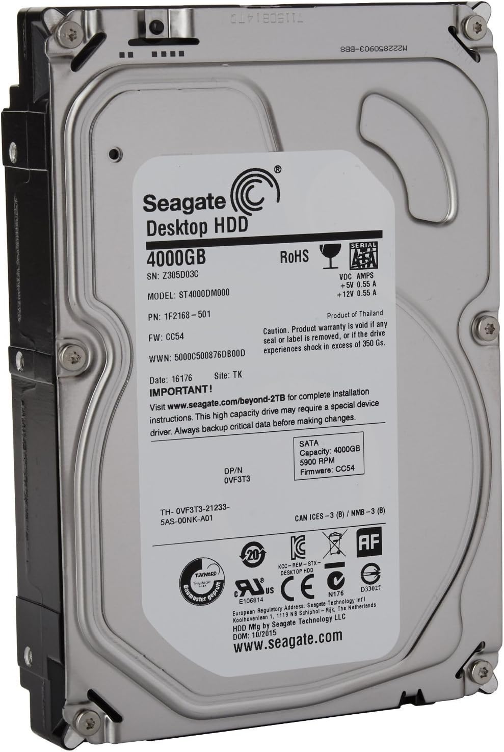 Seagate SATA 6Gb/s 3.5-Inch 4TB Desktop HDD (ST4000DM000) (Renewed) Pack of 2