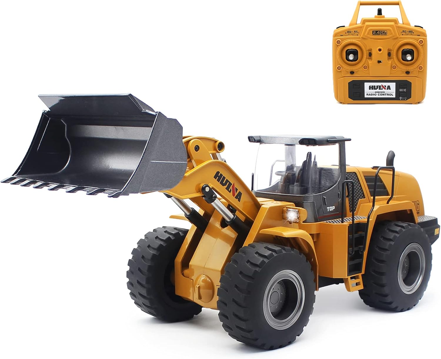 Mostop Remote Control Front Loader Construction Tractor 22 Channel Full Metal RC Bulldozer Toy for Adults Kids, 1/14 Scale Hobby RC Construction Vehicle Toy Gift Metal Shovel Loader with Light & Sound