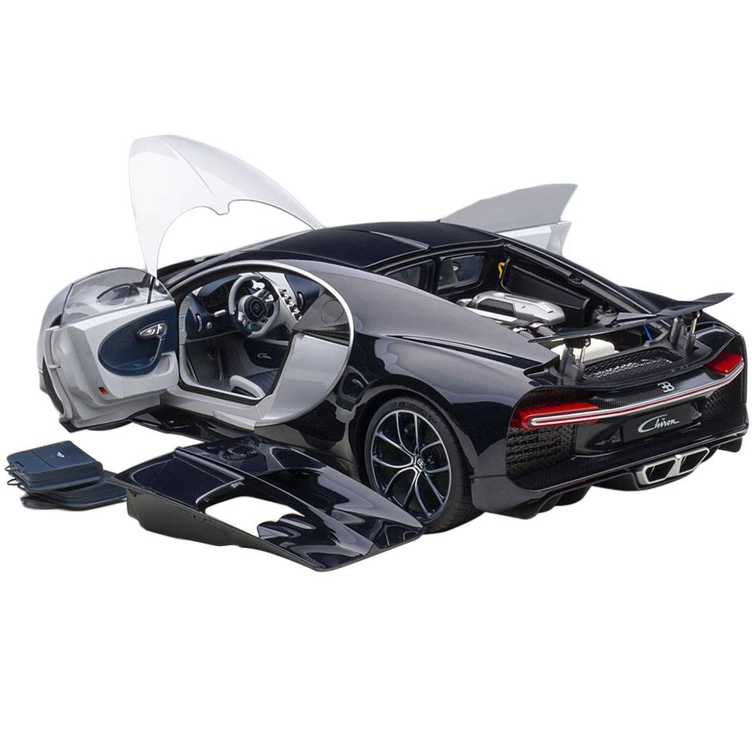 Bugatti Chiron Glacier White and Atlantic Blue 1/12 Model Car by AUTOart 12112
