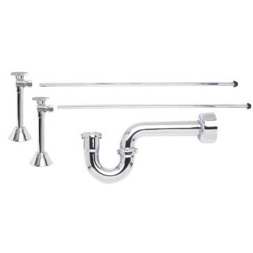 Mountain Plumbing MT4433-NL/ULB Brass Oval Handle Lavatory Supply Kit with Traditional P-Trap - Unlacquered Brass