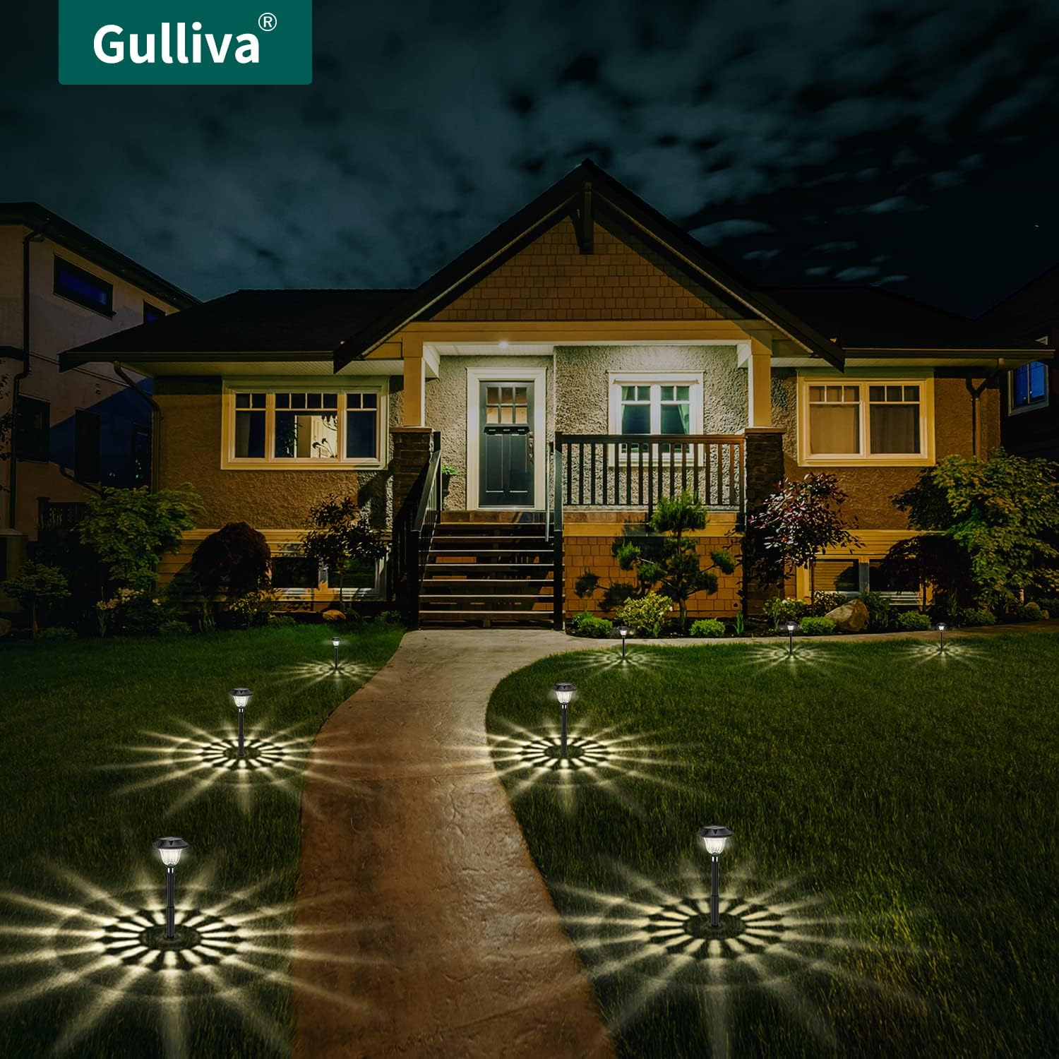 Gulliva Solar Pathway Lights, Solar Garden Lights, Solar Outdoor Lights for Walkway/Driveway/Jardin/Lawn/Yard/Landscape Lighting, Outdoor Lighting Products for Father&rsquo;s Day Gifts(Warm White, 8Pack)