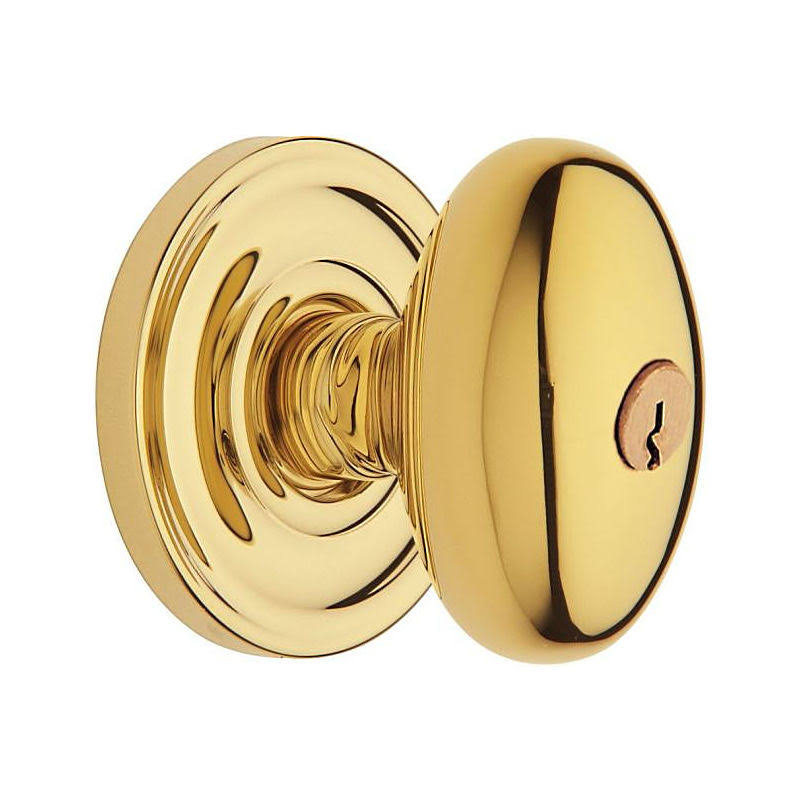 Baldwin 5228031ENTR Egg Style Single Cylinder Keyed Entry Door Knob Set Non-Lacquered Brass