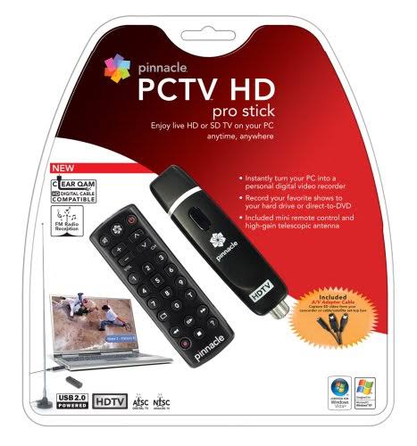 Pinnacle PCTV HD Pro Stick - Digital / analog TV tuner / radio tuner / video capture adapter - ATSC, QAM - HDTV - USB 2.0