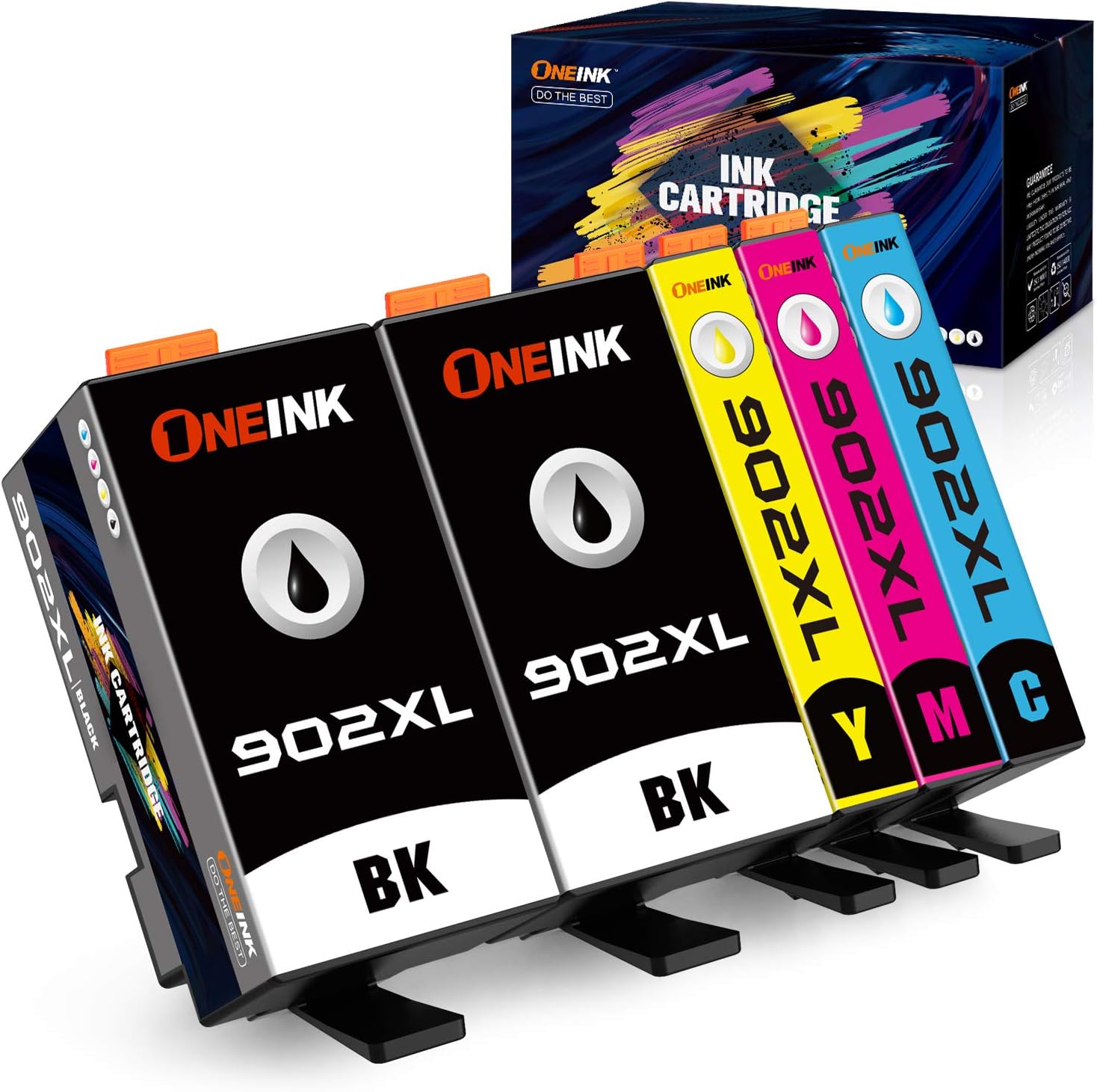 ONEINK Compatible HP 902XL Ink Cartridges Combo Pack for HP 902 XL to use with OfficeJet Pro 6978 6968 6970 OfficeJet 6962 6958 6954 6951 Printers (2BK/1C/1M/1Y, 5Packs) Pack of 2