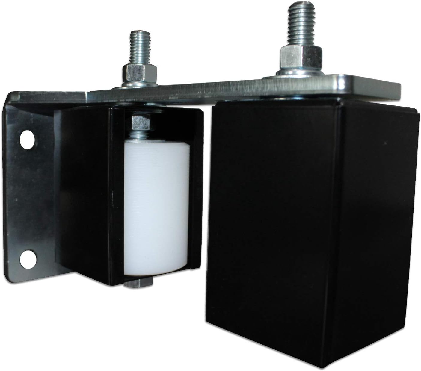 Slide Gate Guide Roller L Rear Post Guarded Bracket Universal Heavy Duty Adjustable Dual Nylon Rollers Gate Support Assembly for Sliding Rolling Gates (3