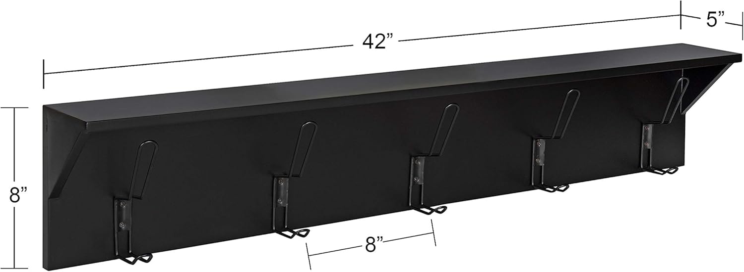 Kate and Laurel Rustic Coburn 5-Hook Shelf, 8
